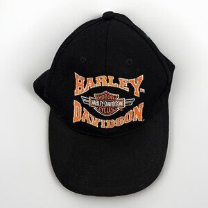 HARLEY DAVIDSON MOTORCYCLES Hat Embroidered One Size Black Orange Biker Cap